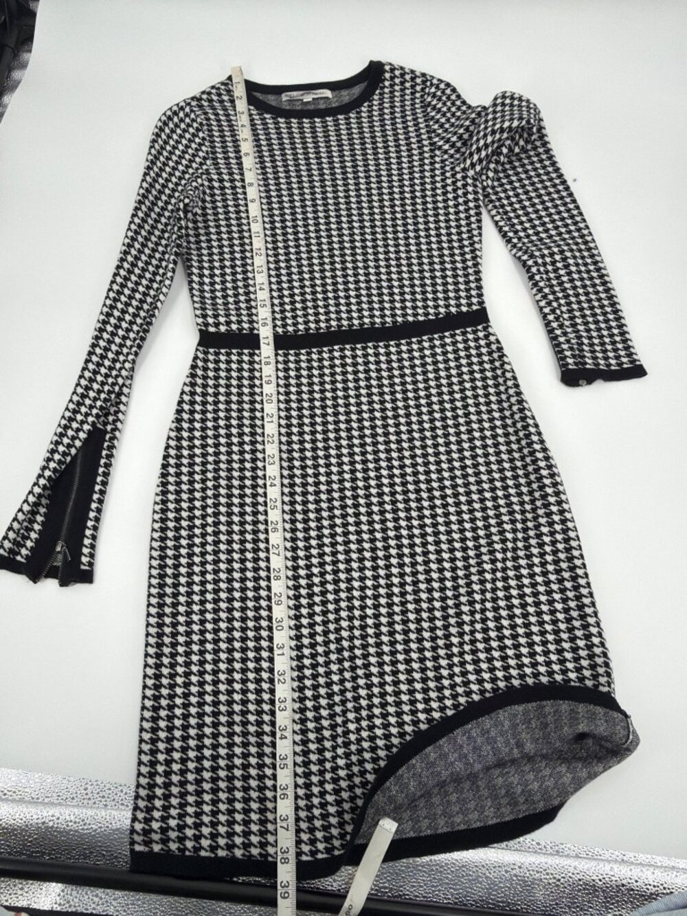 Mixt Heidi Weisel Womens Large Houndstooth Knit Long-Sleeve A-Line Dress Punk - Picture 9 of 9